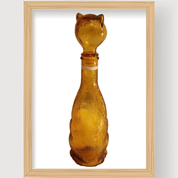 1950s Italian Amber Glass Cat Wine Decanter - Picture 4 of 10
